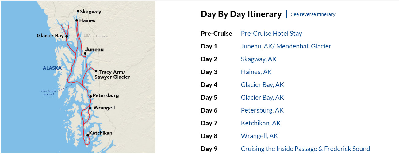 Alaskan Explorer Cruise Itinerary