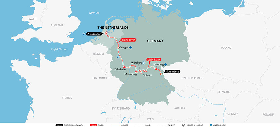 Castles Along The Rhine Map