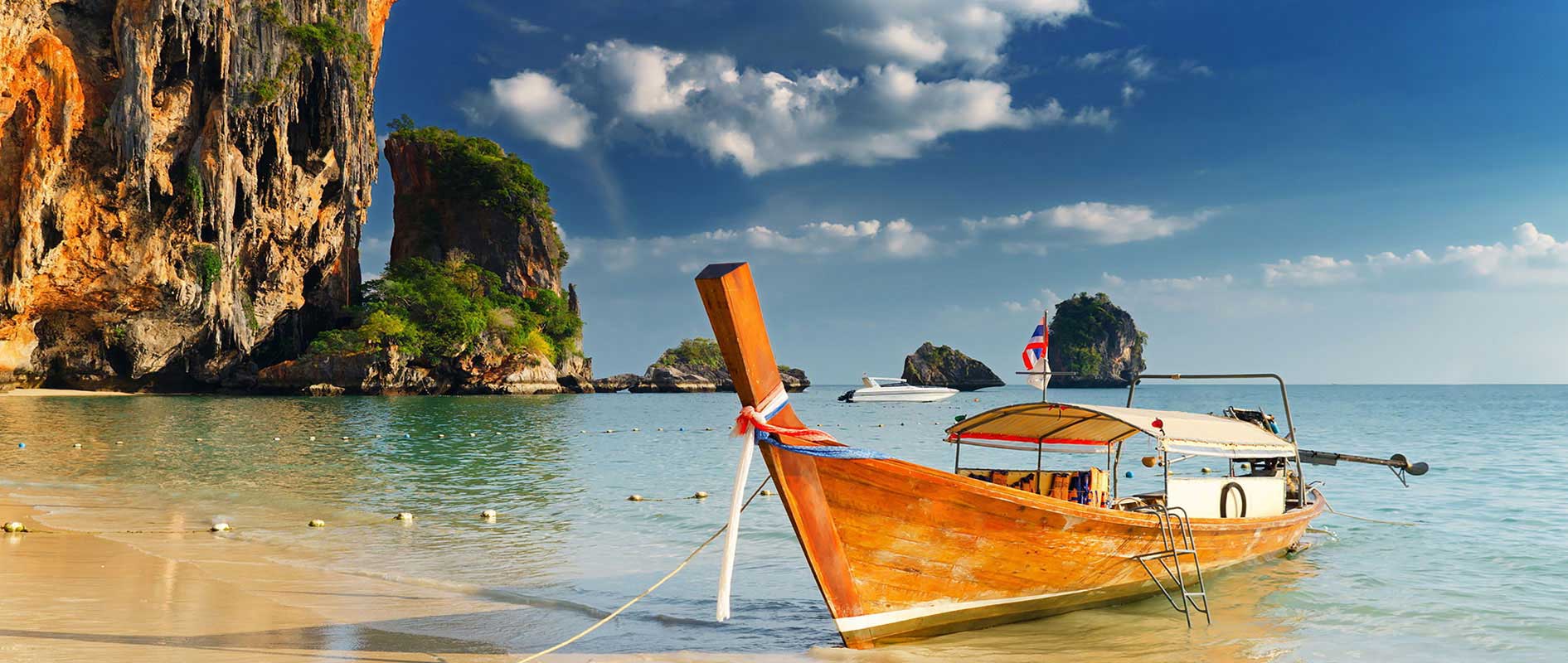 Longtail boat on a tropical beach